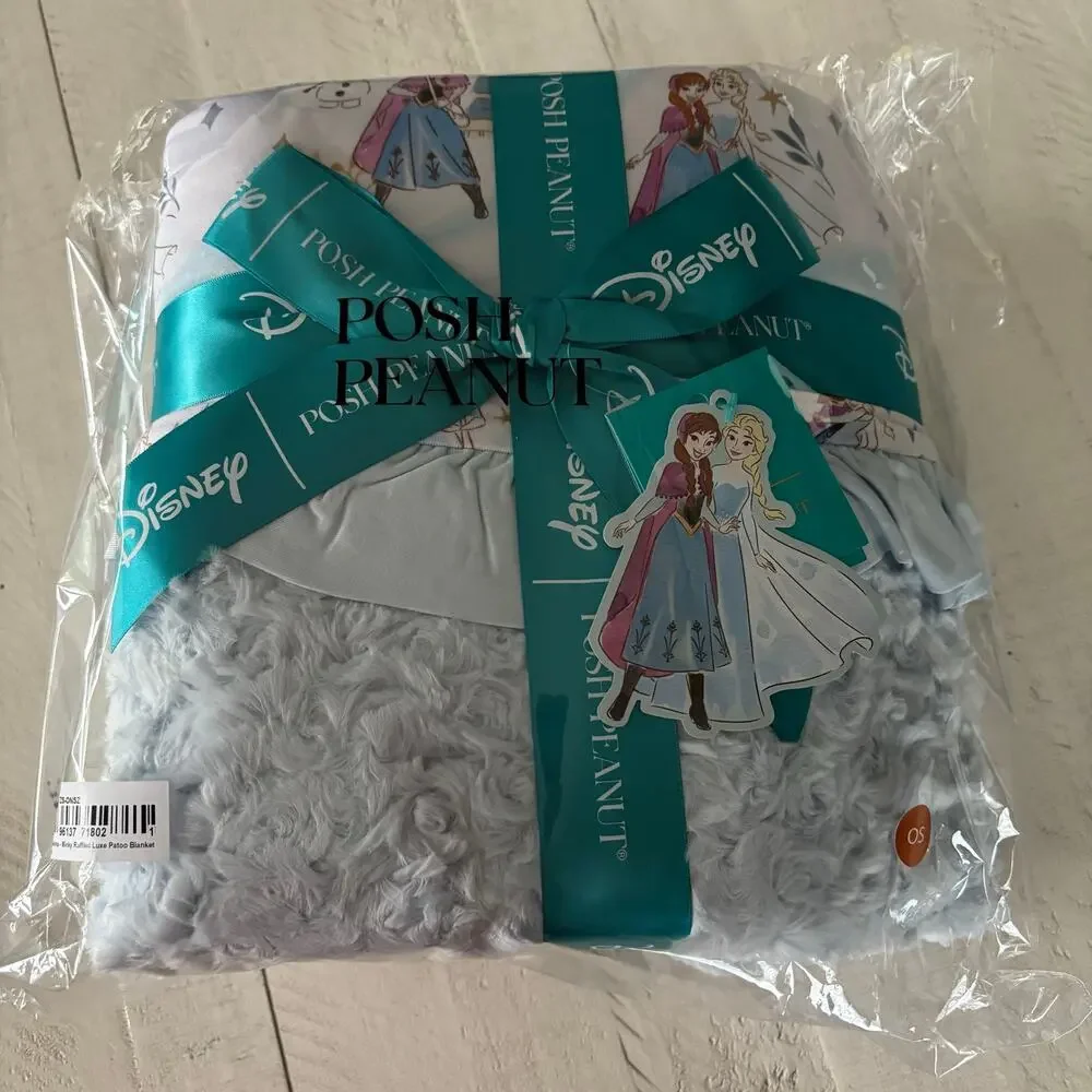 Disney Elsa & Anna Minky Ruffled Luxe Patoo® Blanket NIB 60x60 Frozen Bamboo